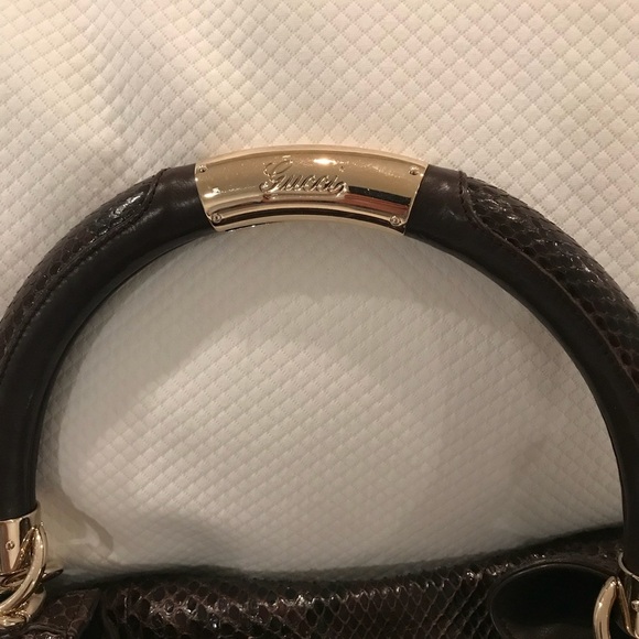 Python snake skin Gucci bag with bamboo tassels - Picture 3 of 5